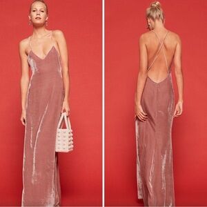 Reformation Pink Velvet Maxi Dress
